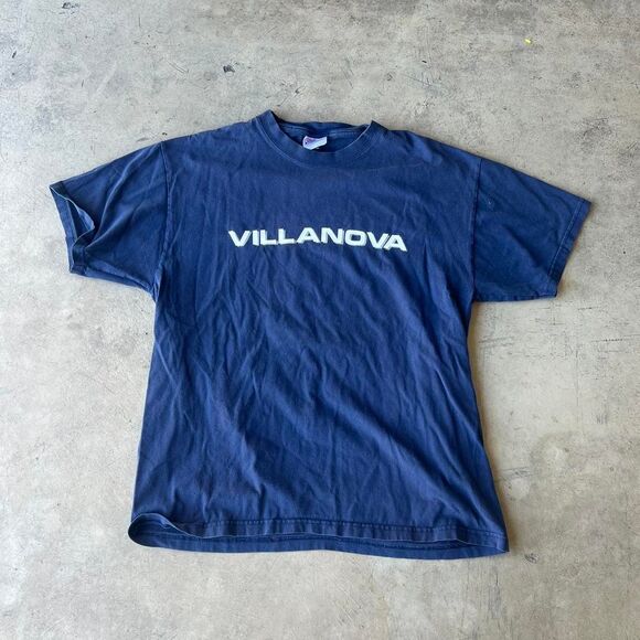 90s Villanova University College navy Tee Mens size L - Picture 1 of 2